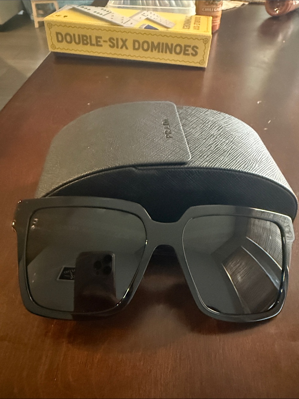 Prada Black Oversized Square Sunglasses with Dark Lenses